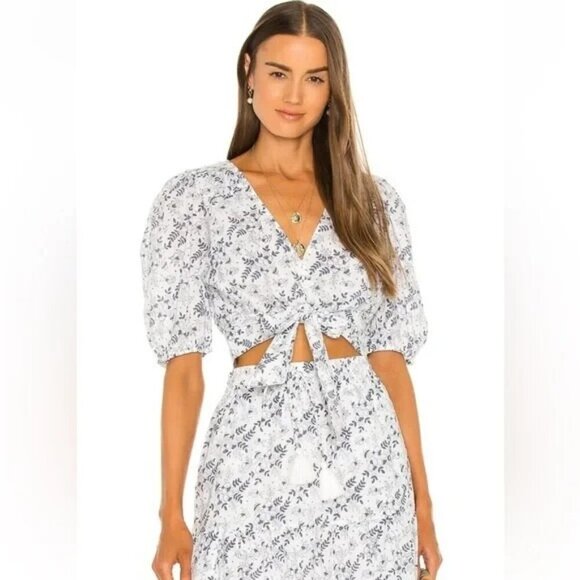 Cleobella Amina Crop Wrap Top in Killarney Floral Print Size XS - Picture 1 of 11